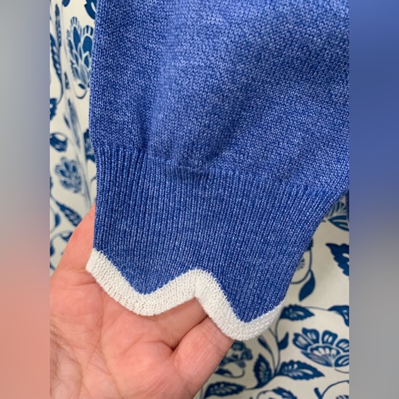 Misslook Marbled Blue Scalloped Neck Line & Hem Sweater Sz M NWOT - Picture 4 of 10